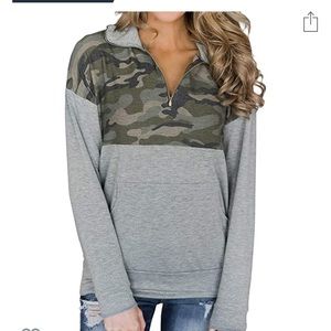 Quarter-zip color block pullover sweatshirt